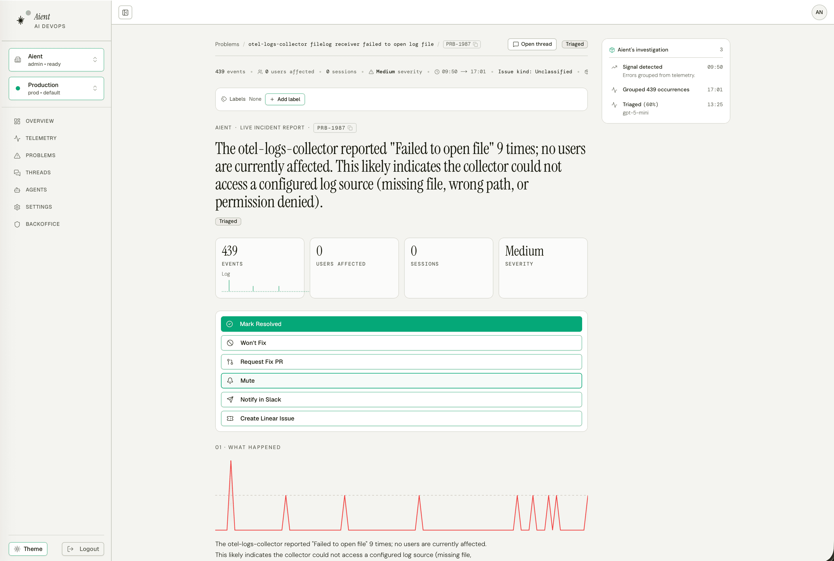 AI triage, not raw alerts screenshot