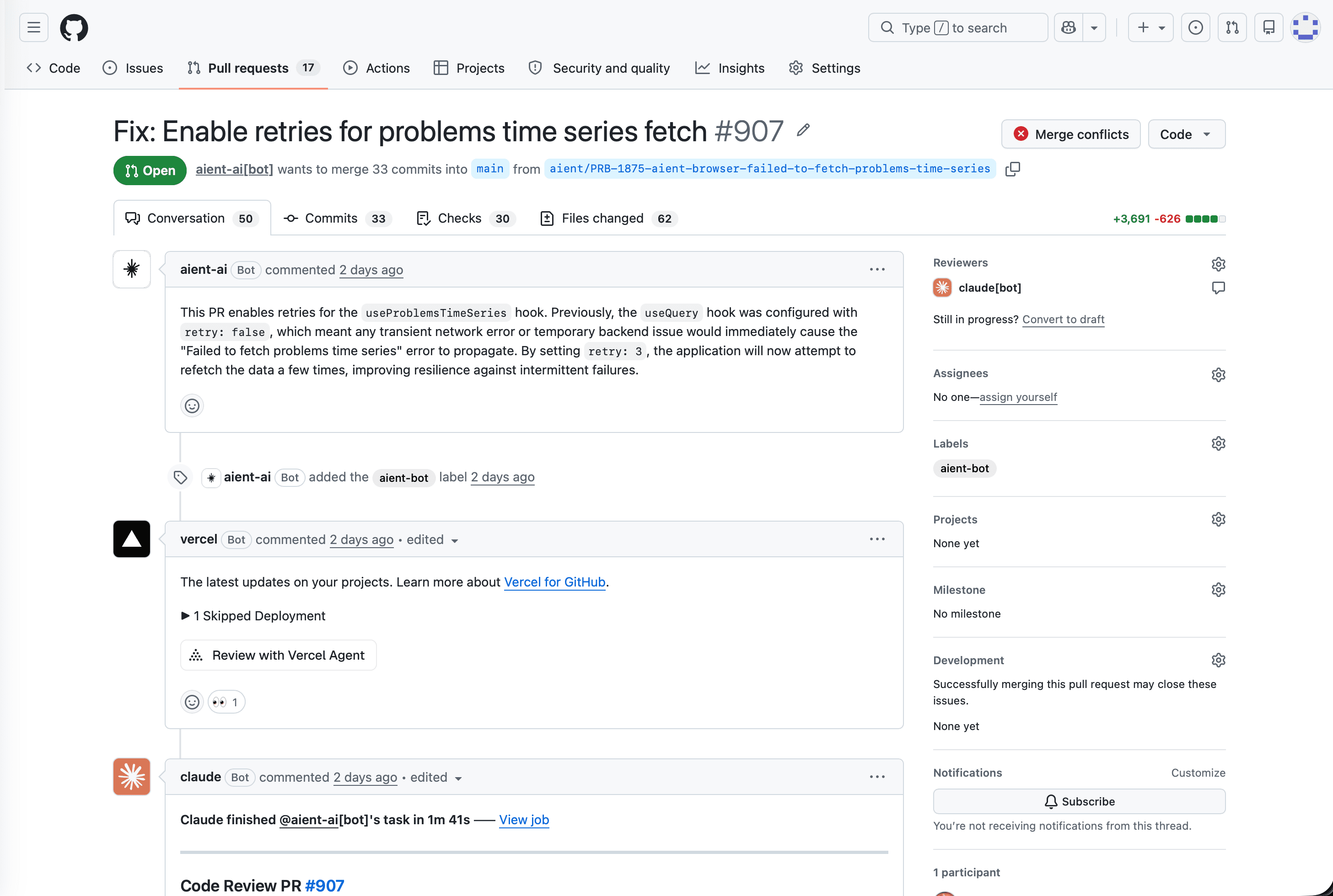 Automated fix PRs screenshot