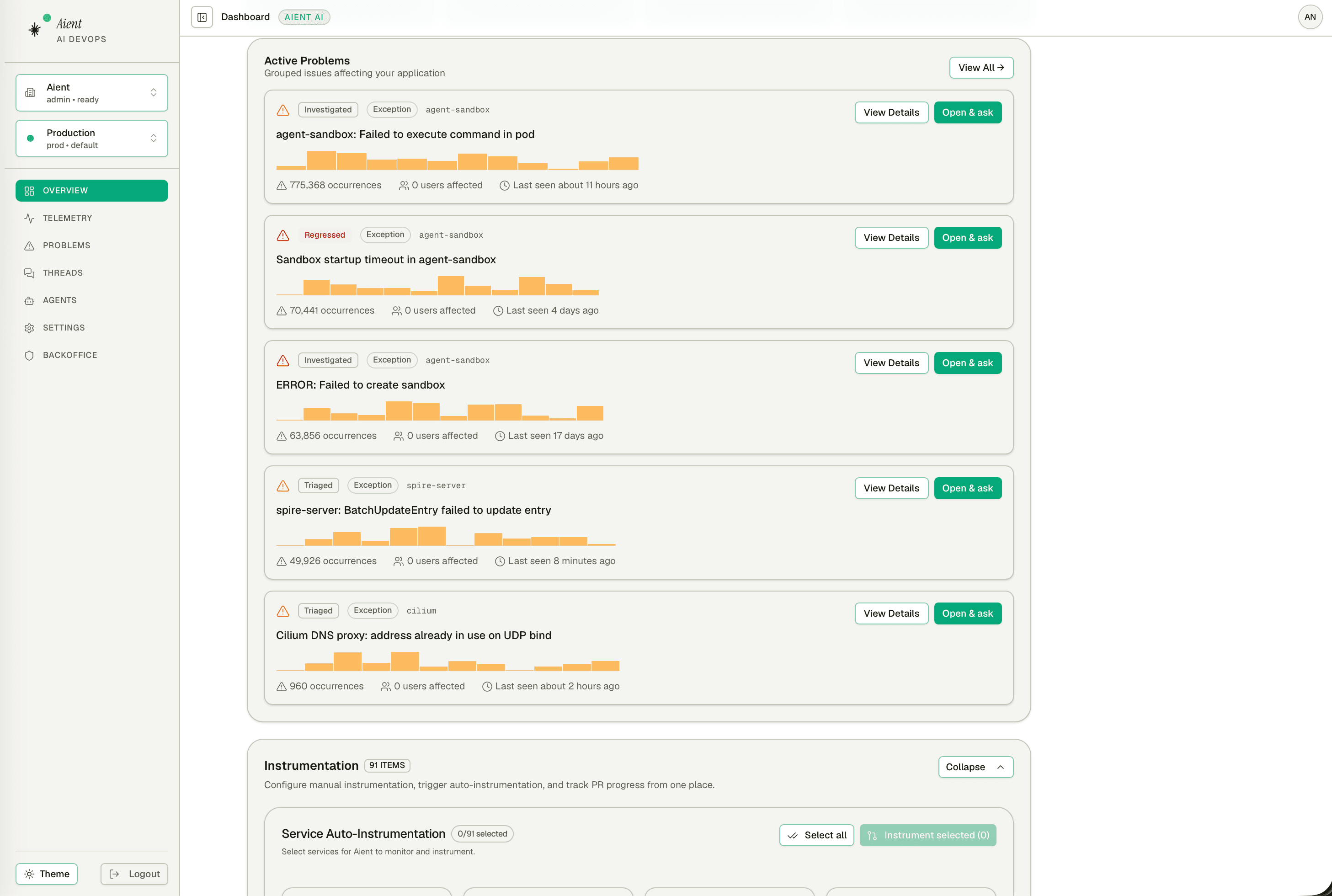 One place for production health screenshot